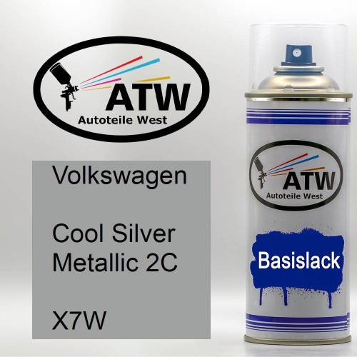 Volkswagen, Cool Silver Metallic 2C, X7W: 400ml Sprühdose, von ATW Autoteile West.